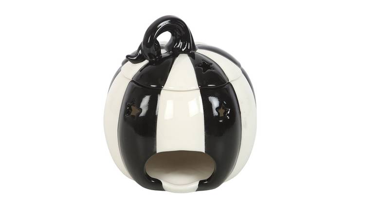 Something Different Strange & Unusual Striped Pumpkin Oil Burner - Black & White