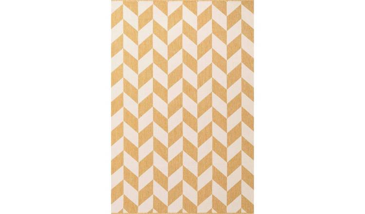 Ted Baker White and Yellow Terrick Indoor Outdoor Chevron Rug - 160 x 230cm