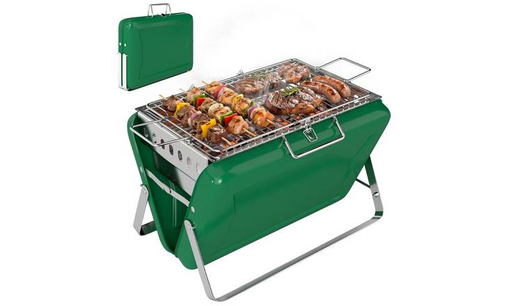Outsunny Foldable Portable BBQ Grill with Handle and Foldable Legs - Green