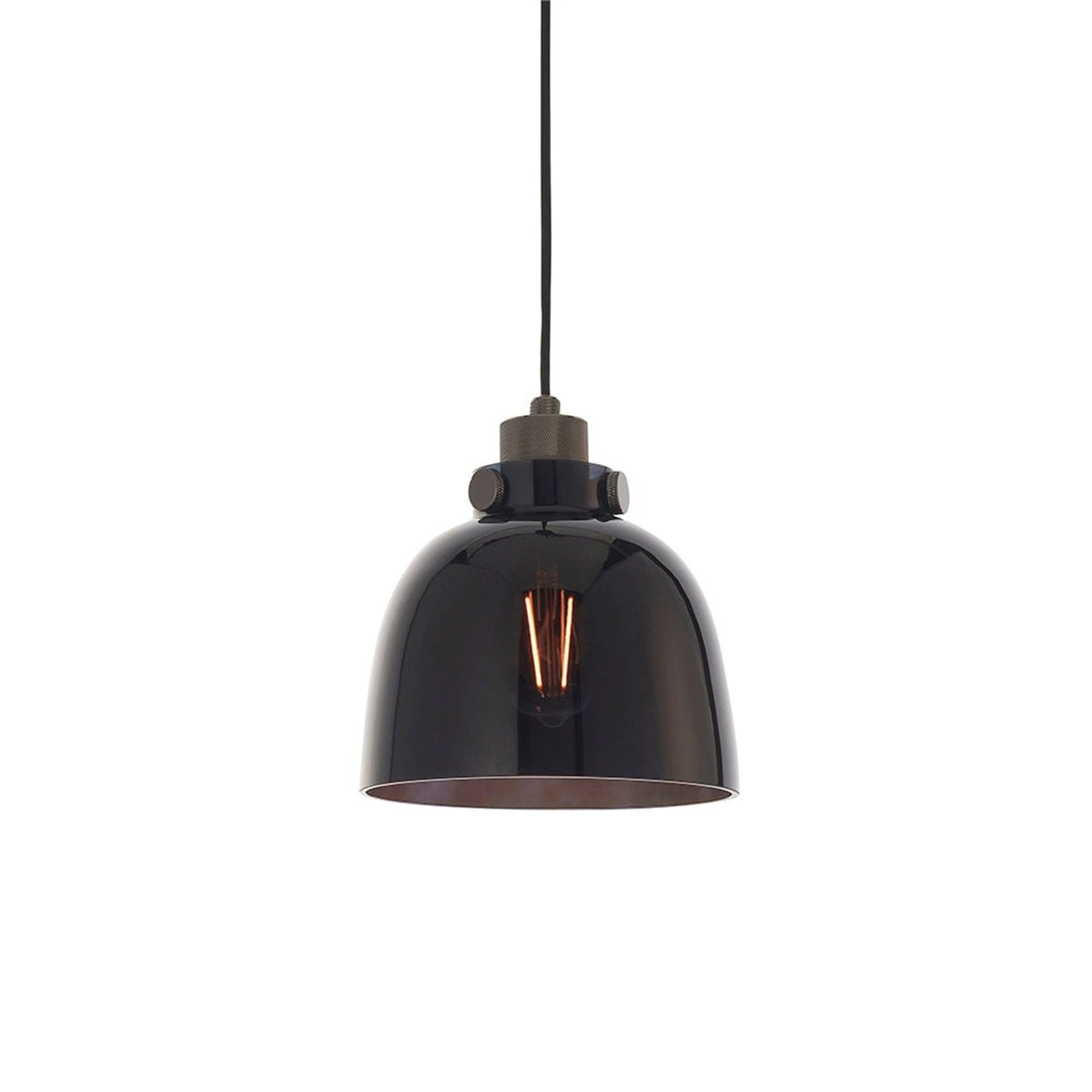 Loops Direct Steel and Glass Pendant Light - Matt Black - Image 1