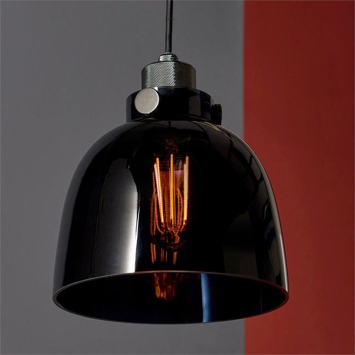 Loops Direct Steel and Glass Pendant Light - Matt Black - Image 3