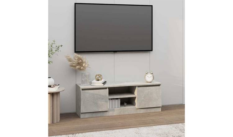 Walplus Engineered Wood TV Cabinet with Doors - Stone Grey - 102 x 30 x 36 cm