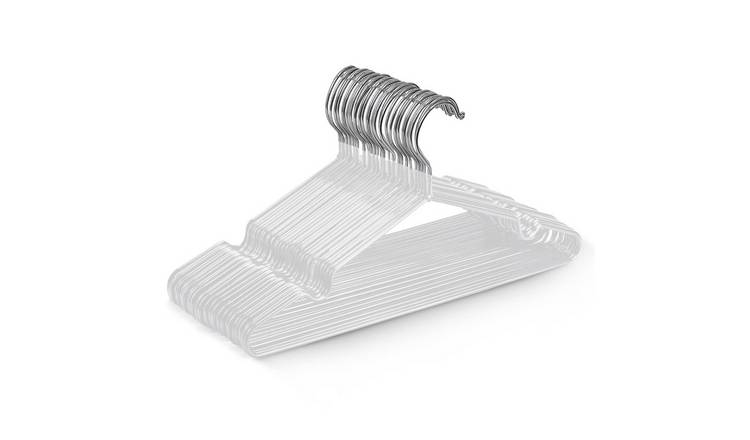 Keplin White Non-Slip Rubber Coated Metal Clothes Hangers - Pack of 20