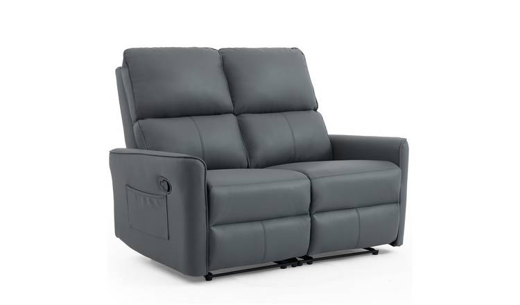 Furniture Online Madrid Manual Recliner 2 Seater Leather Sofa – Grey