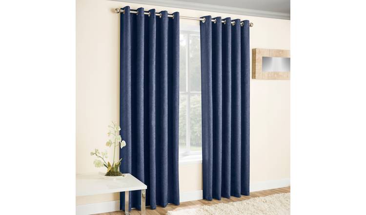Enhanced Living Vogue Eyelet Thermal Curtains - 117 x 137cm - Navy