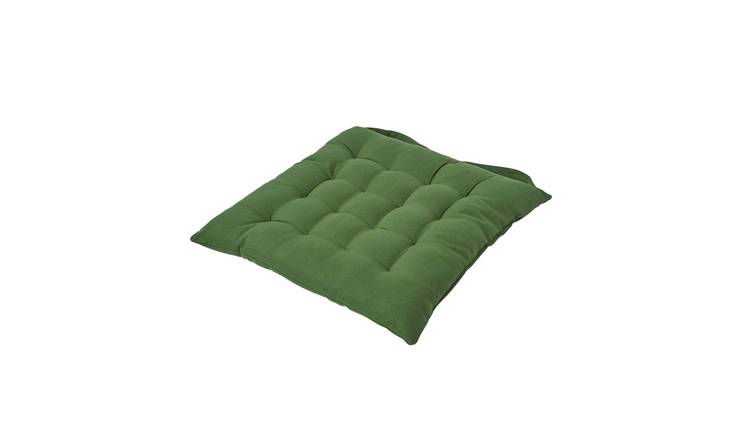 Homescapes Cotton Seat Pad Chair Cushion - Dark Olive