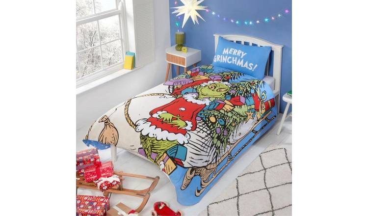 The Grinch Sleigh Blue Duvet Cover Set - Single