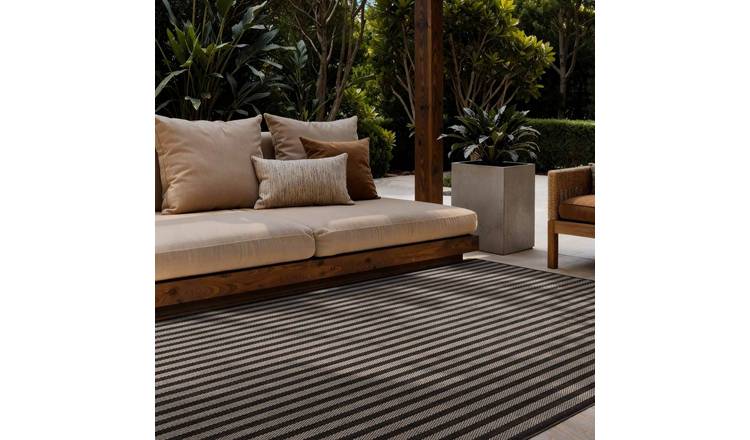 Ted Baker Black and White Indoor Outdoor Linley Striped Rug - 120 x 170cm