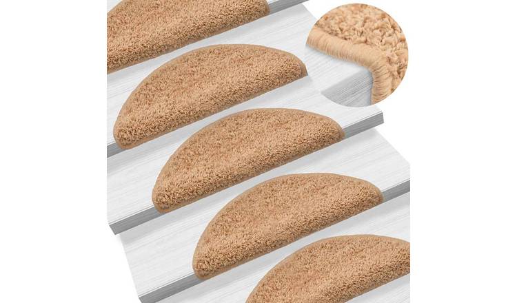 Walplus Pack of 15 Half Round Polypropylene Stair Mats - Beige - 56 x 17 cm