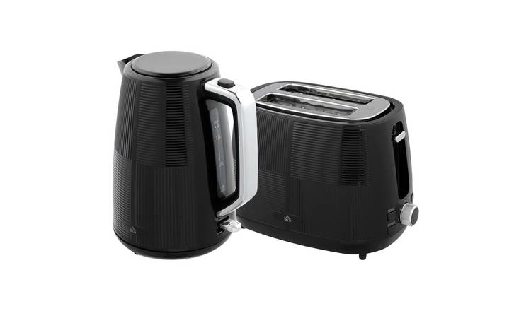 HOMCOM Kettle and 2 Slice Toaster Set with Boil-Dry Protection - Black