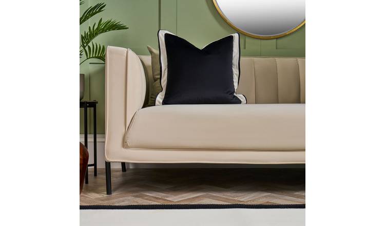 OHS 2 Pack Oxford Edge Cushion Covers 45 x 45cm - Black/White