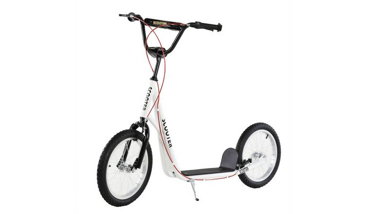 HOMCOM Age 5 Years Plus Adjustable Height Dual Brake Kick Scooter – White
