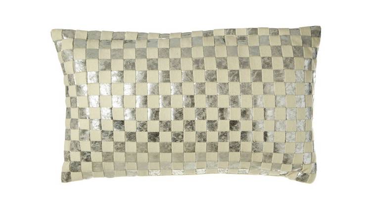 Orsina Bosie Kensington Townhouse Check Rectangular Cushion – Silver