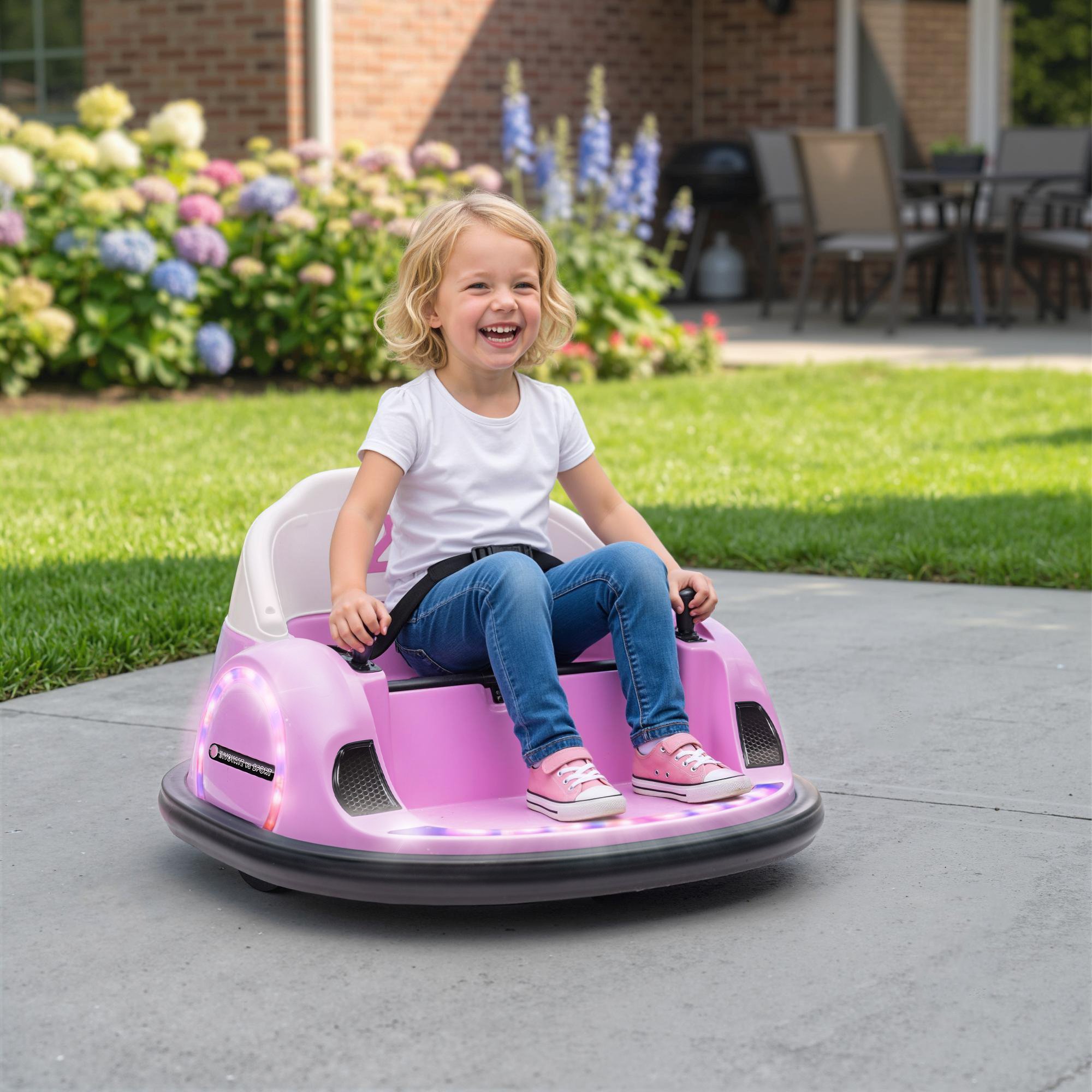 AIYAPLAY 12V 1.5 to 5 Years Remote Control 360 Rotation Bumper Car – Pink - Image 6
