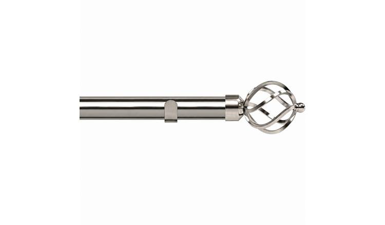 New Edge Blinds 28mm Satin Silver Cage Fixed Eyelet Curtain Pole - 280cm
