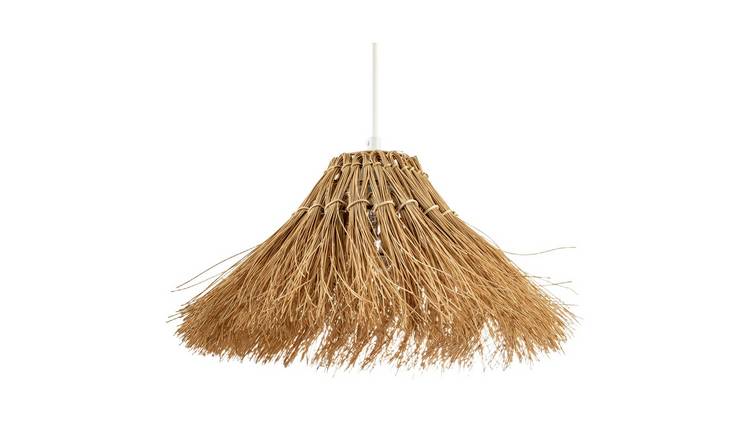 Happy Homewares Brown Natural Raffia Handcrafted Rattan Pendant Shade - 44cm