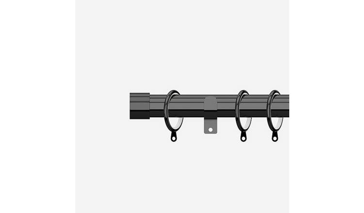 New Edge Blinds Black Nickel 28mm End Cap Fixed Metal Curtain Pole - 115cm