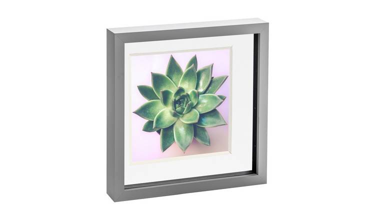 Nicola Spring 3D Box Photo Frame - 10 x 10" with Mount - Grey/White