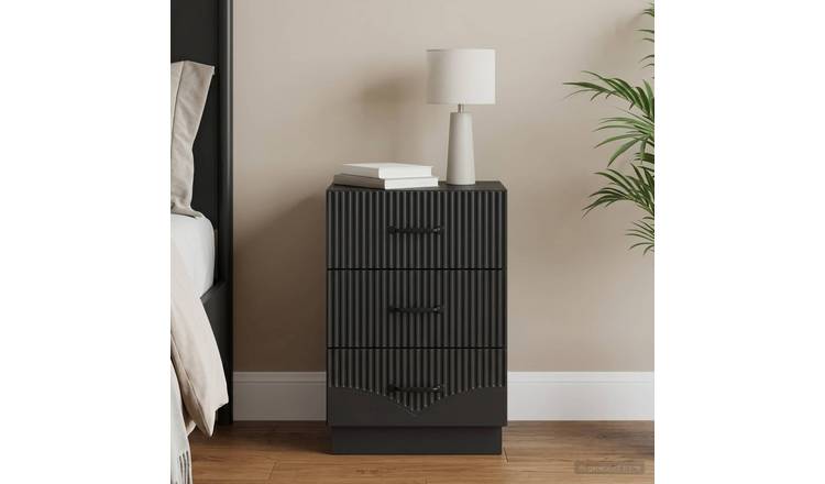 Walplus Engineered Wood Bedside Cabinet - Black - 43 x 41 x 63.5 cm