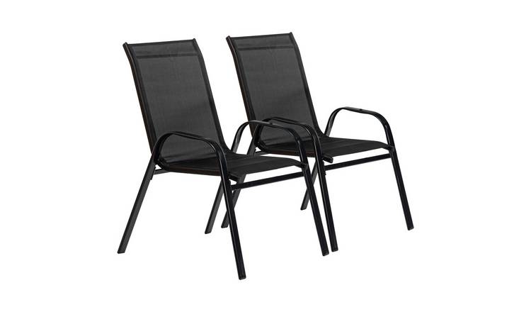 Harbour Housewares Texteline Canvas Garden Chairs - Set of 2
