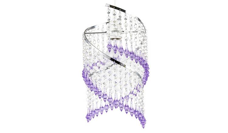 Happy Homewares Purple Spiral Waterfall with Coloured Pendant Shade - 18cm