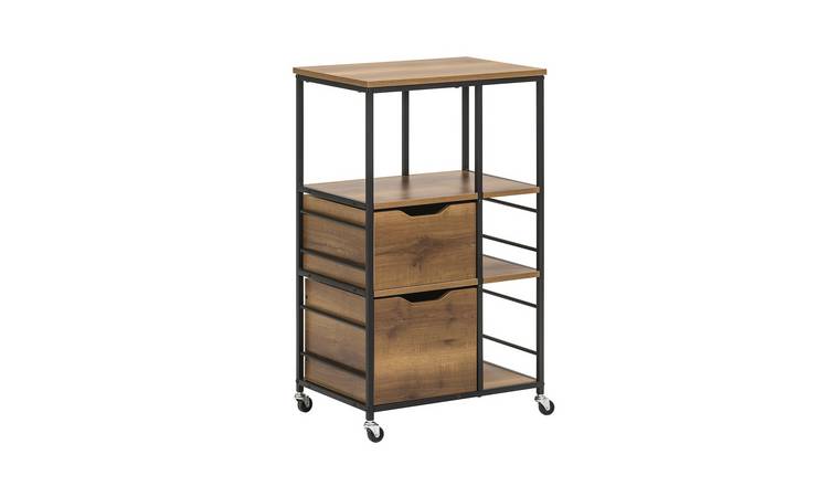 SoBuy 2 Drawer 3 Shelf Kitchen Trolley - Brown