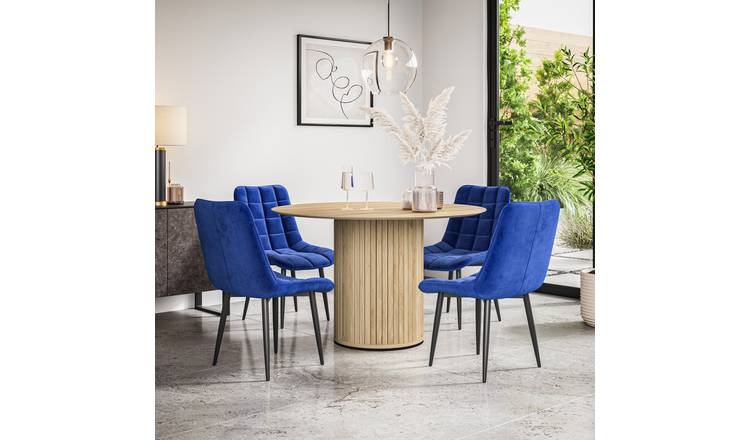 Furniture Online Arlo Nova Oak Top w Oak Legs Dining Table & 6 Green Chairs