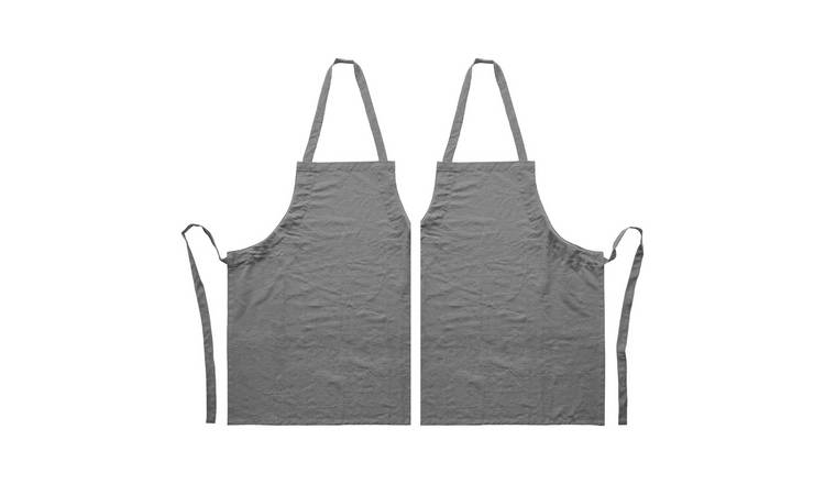 Nicola Spring Cotton Kitchen Bib Aprons - Grey - Pack of 2