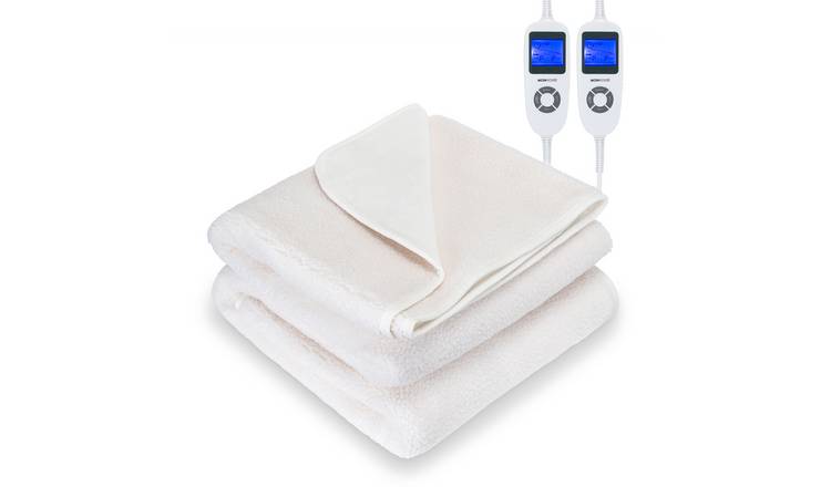 MONHOUSE Double Fleece Electric Heated Under Blanket 9 Heat Settings - White