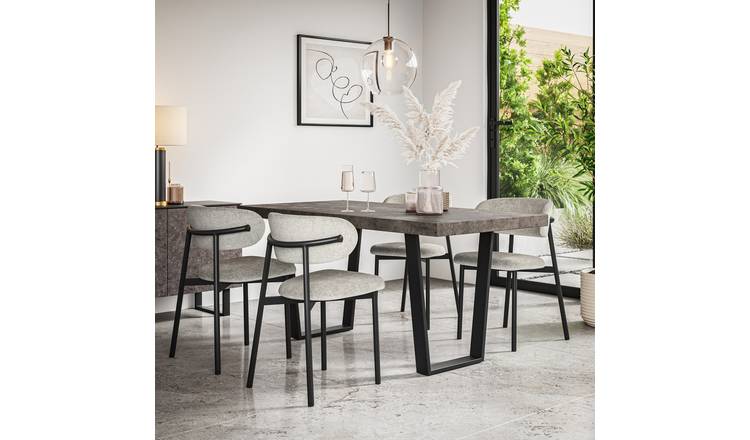 Furniture Online Aria Concrete Effect Dining Table & 6 Myla Grey Chairs