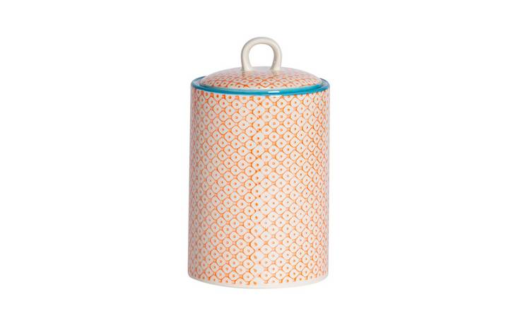 Nicola Spring Hand-Printed Kitchen Canister - Orange