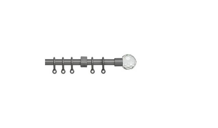New Edge Blinds 13-16mm Silver Extendable Crystal Curtain Pole - 150cm - 280cm