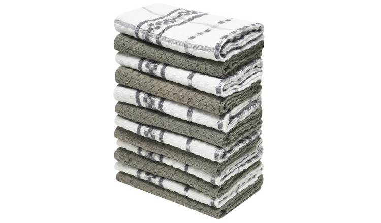 K Collection Pack of 12 Checked Tea Towel