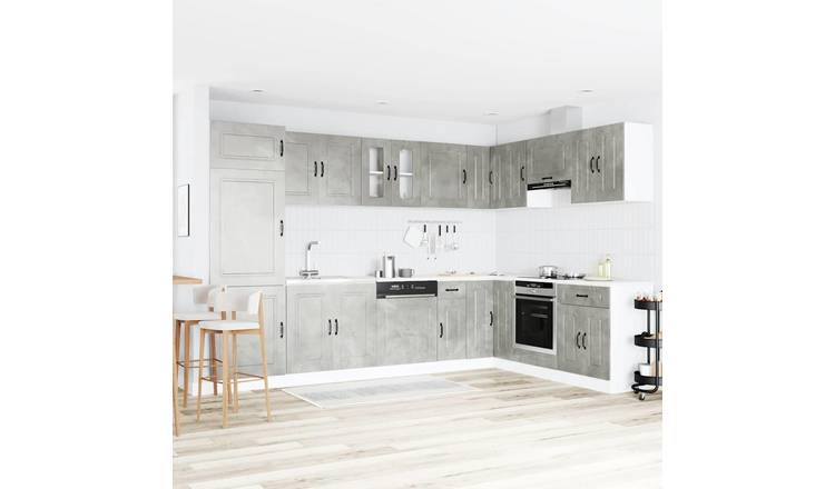 Walplus 2 Door Rectangular Storage Cabinet - Concrete Grey - 80 x 46 x 81.5 cm
