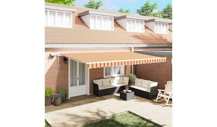 Walplus Polyester Retractable Awning - Yellow and Orange - 500 x 350 cm