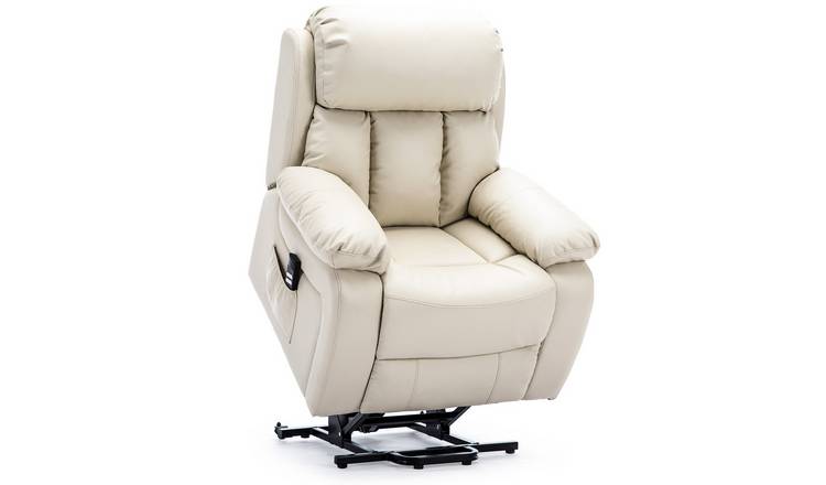 Furniture Online Chester Dual Motor Rise Recliner Heat and Massage Chair - Cream