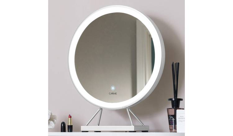 CARME Home Belle Medium Touch Sensor LED Makeup Mirror with Lights - Silver