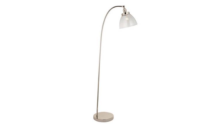 Loops Direct Steel and Glass Floor Lamp - Bright Nickel