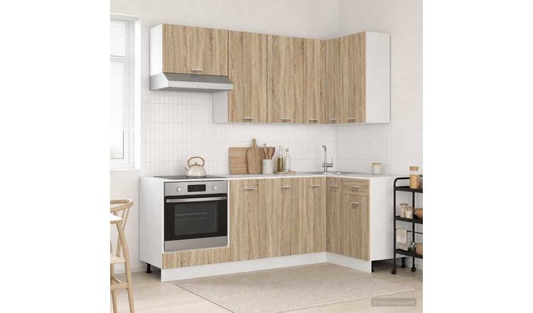 Walplus 8 Piece Engineered Wood Kitchen Unit Set - Sonoma Oak