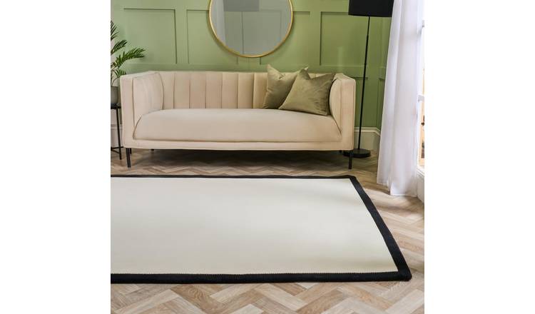 OHS Contrast Border Fleece Rug - 80 x 150cm - Cream/Black