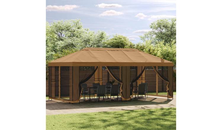 Walplus 6 x 3 m Steel Gazebo Frame - Black