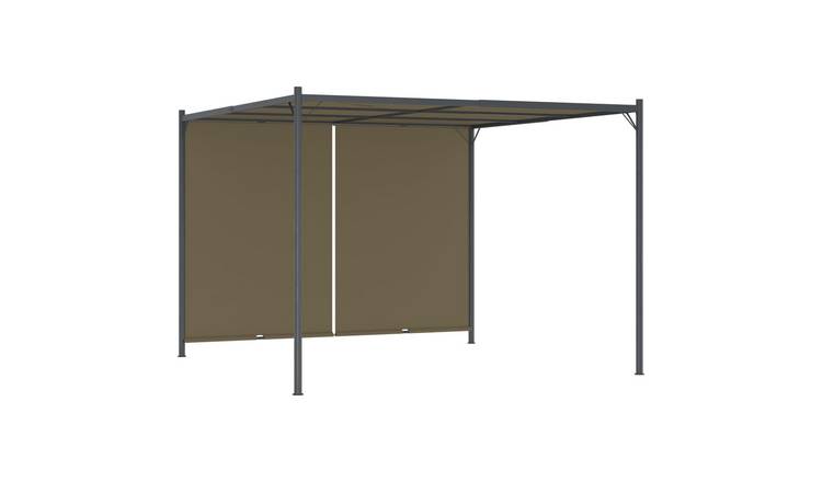 Walplus Garden Pergola with Retractable Roof 180 - Taupe - 300 x 300 x 225 cm