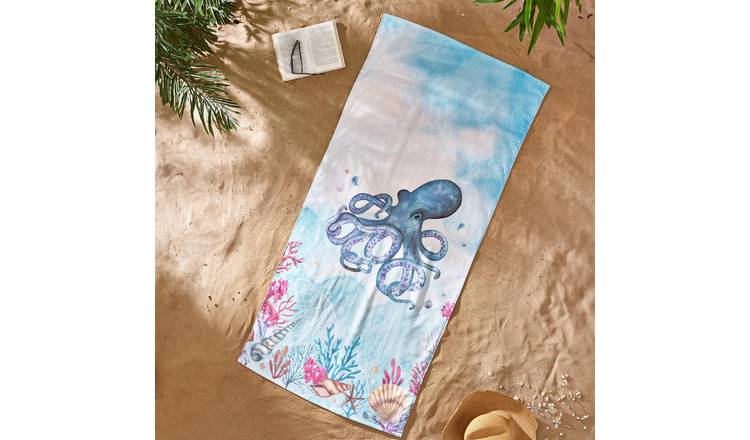 Catherine Lansfield Octopus Beach Towel 76 x 160cm - Blue
