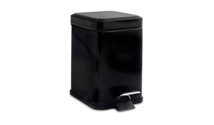 Harbour Housewares Square Bathroom Pedal Bin - 3 Litre - Black