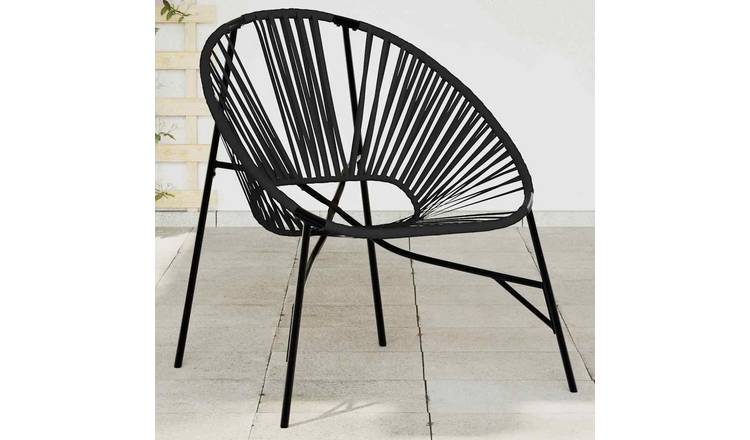 Walplus Poly Rattan Garden Egg Chair - Black - 77 x 68.5 x 82 cm