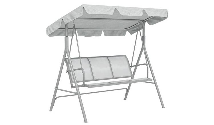 Outsunny 3 Seater Adjustable Garden Egg Swing Chair - Light Grey