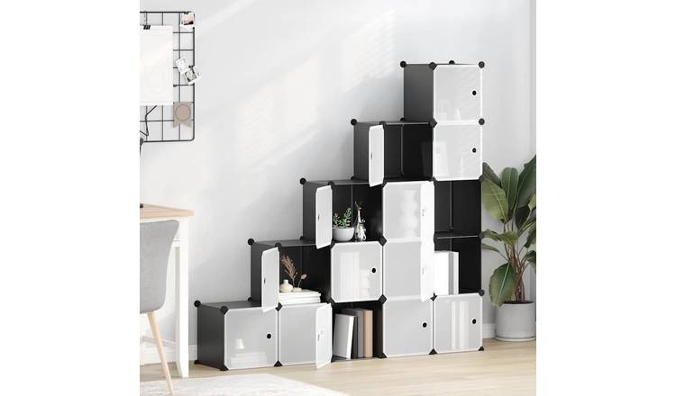 Walplus 15-Cube Plastic Storage Cube Organiser - Black - 156 x 31.5 x 153.5 cm