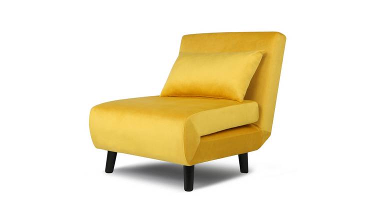 HomeGardenDirect Aurora Single Seat Velvet Sofa Bed - Yellow