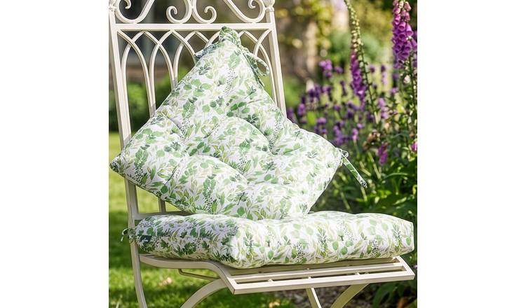 Dibor Set of 2 Leaf Print Outdoor Garden Chair Cushion Seat Pads - Green