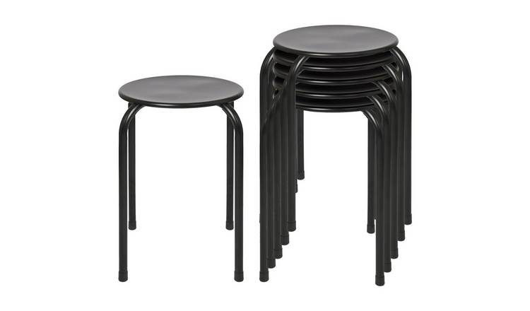 Harbour Housewares Metal Stacking Stools - Matt Black - Pack of 6